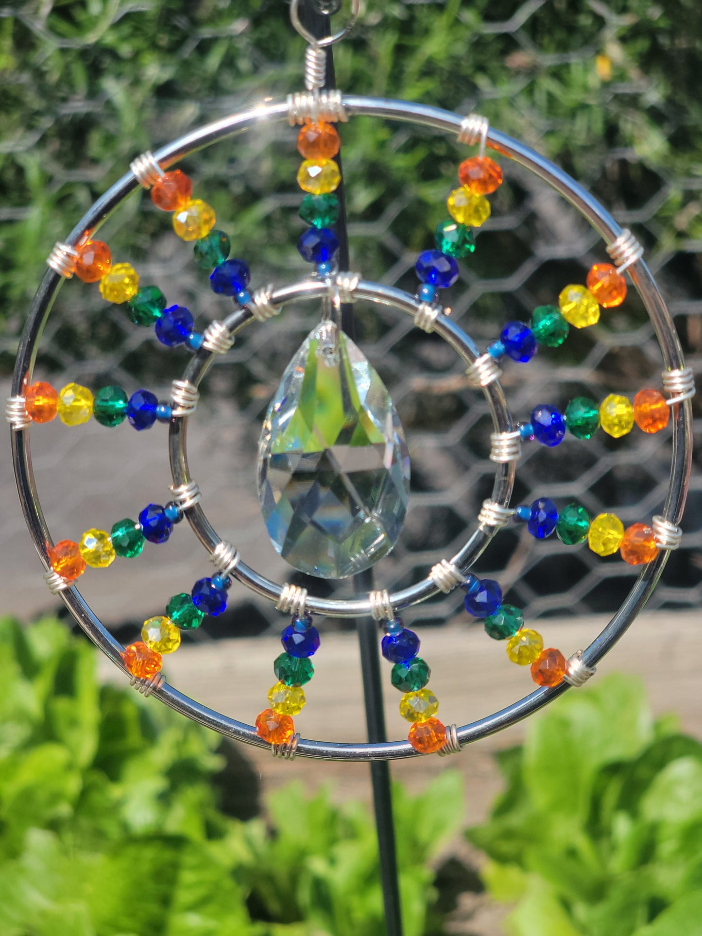 Suncatcher 4in Starburst w/ Teardrop Crystal