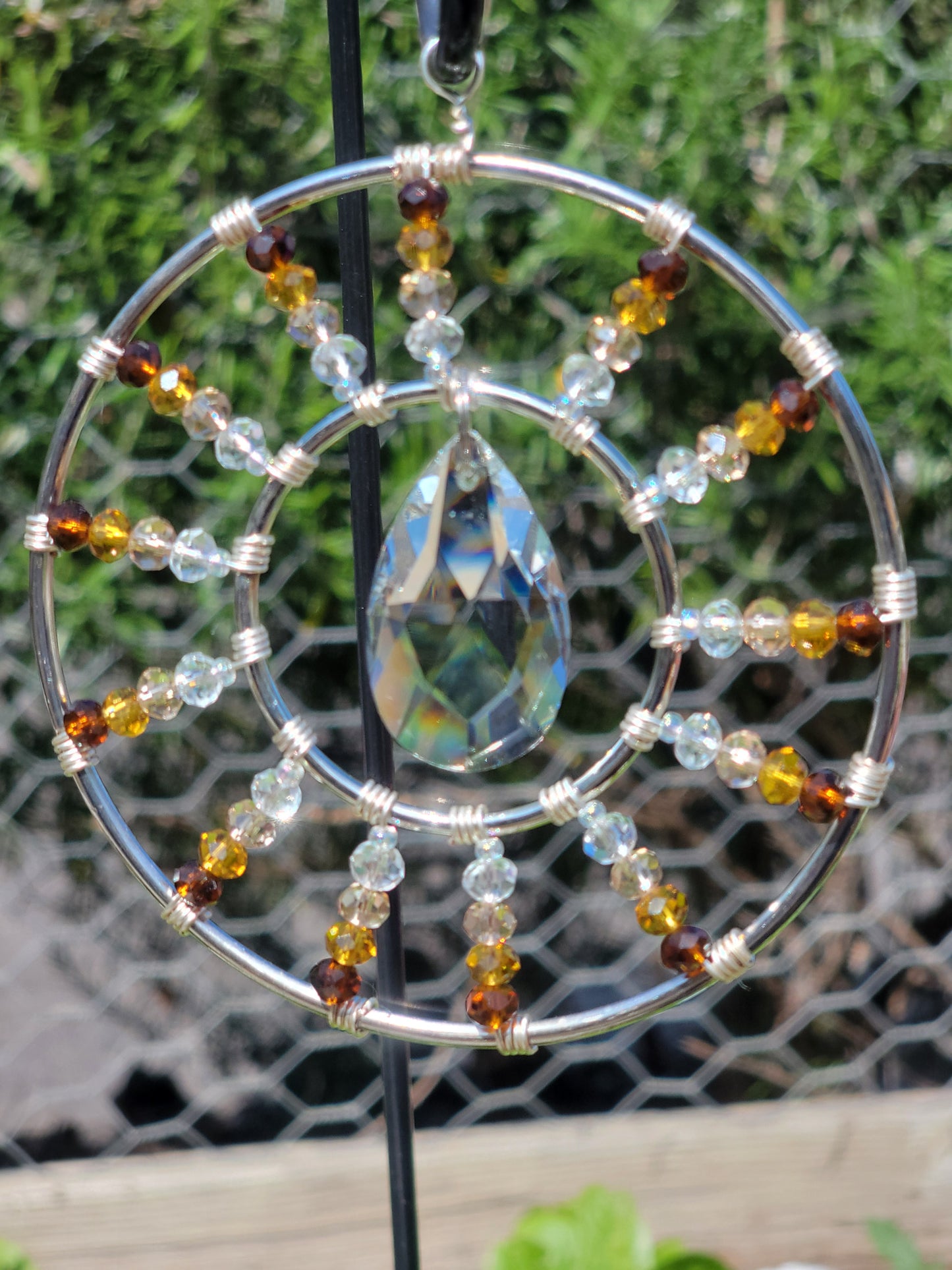 Suncatcher 4in Starburst w/ Teardrop Crystal