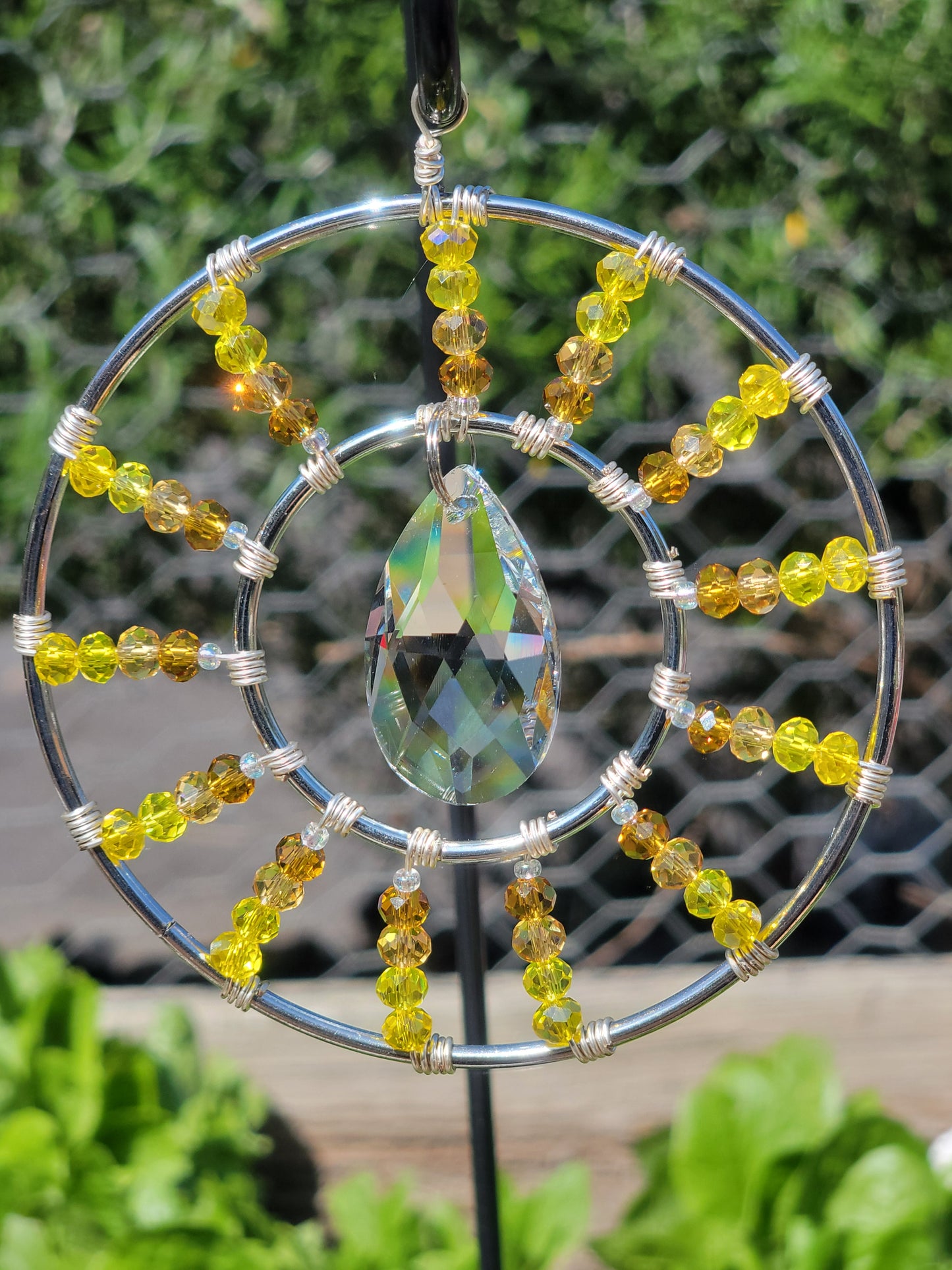 Suncatcher 4in Starburst w/ Teardrop Crystal