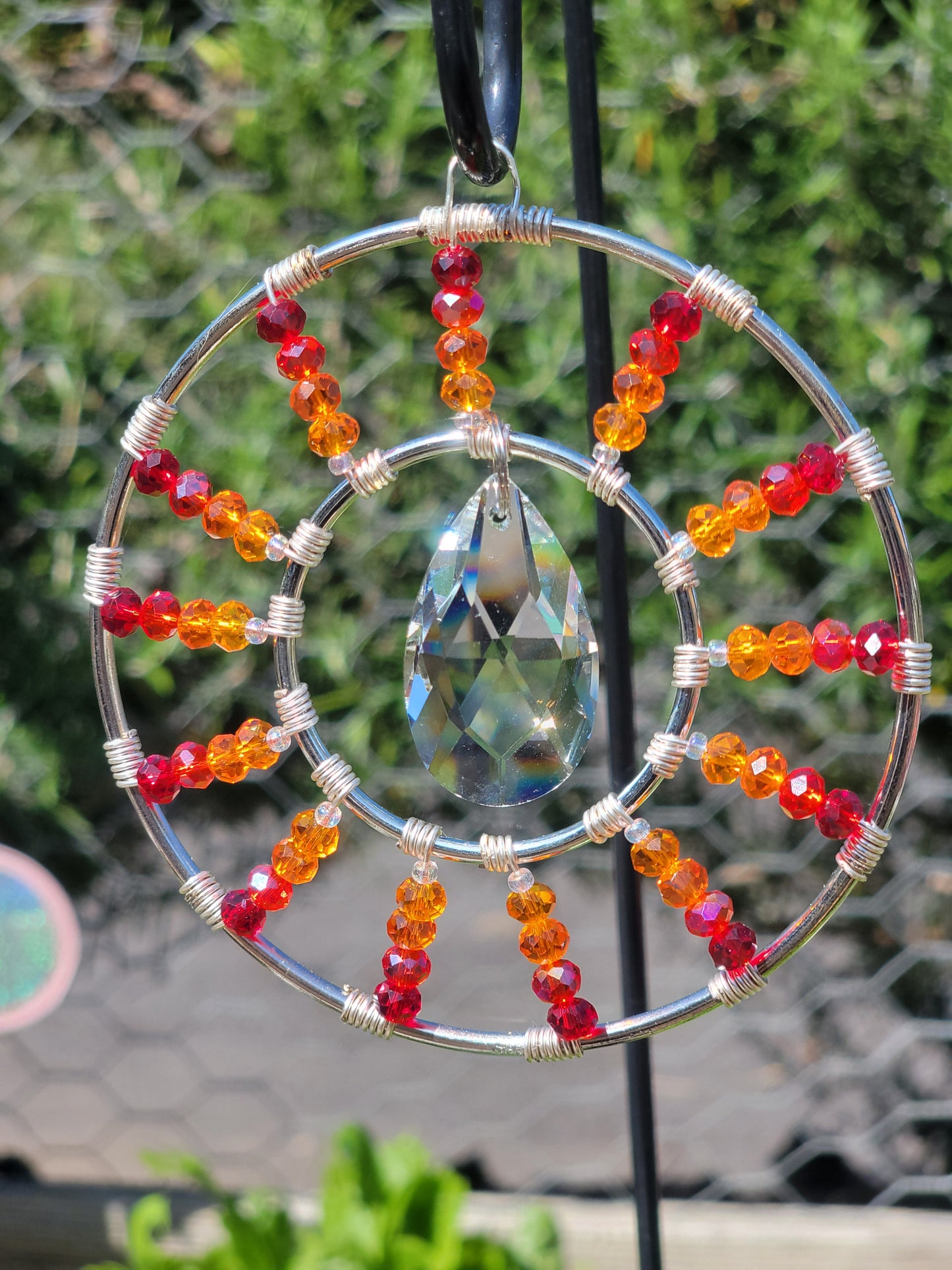 Suncatcher 4in Starburst w/ Teardrop Crystal