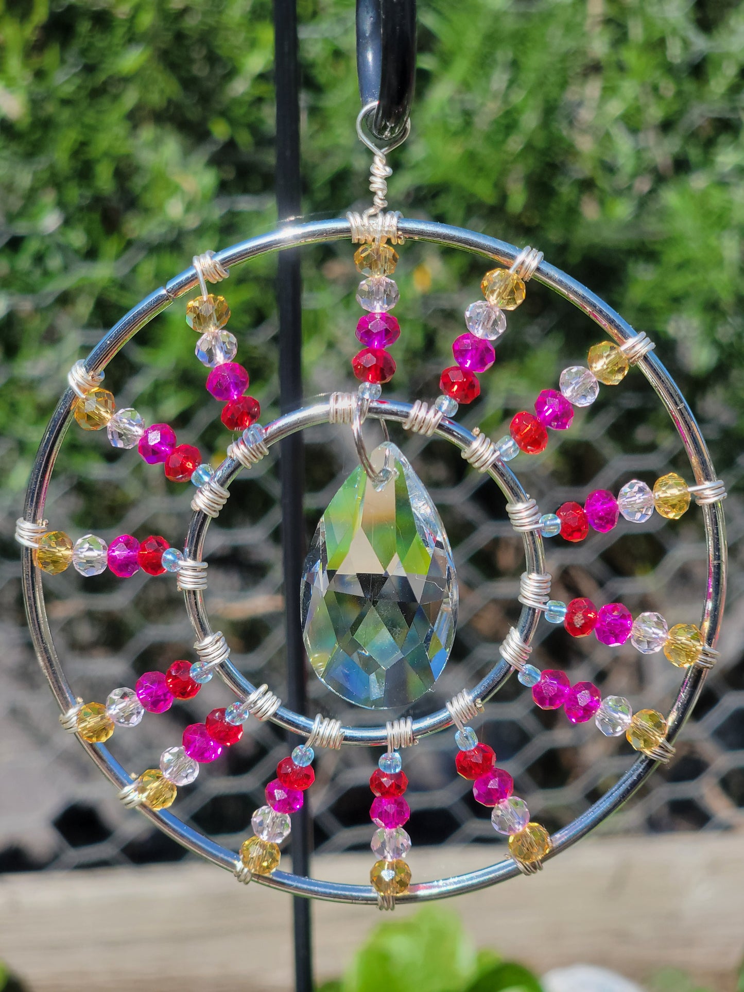 Suncatcher 4in Starburst w/ Teardrop Crystal