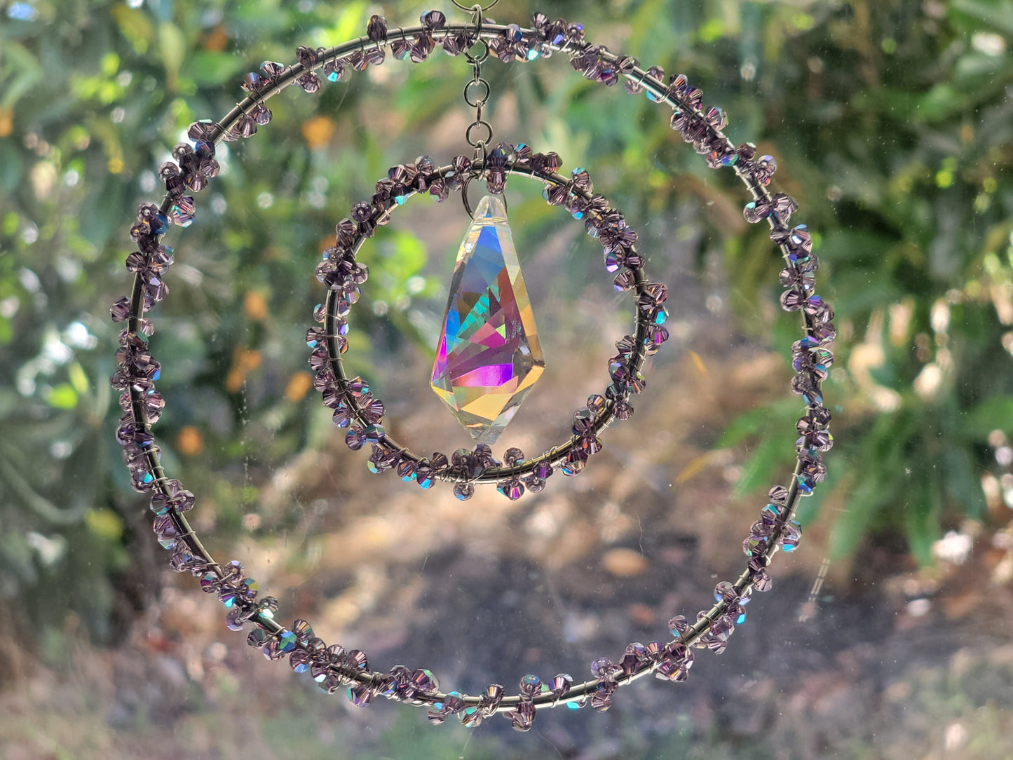 Suncatcher 6in Double w/ Horn Crystal