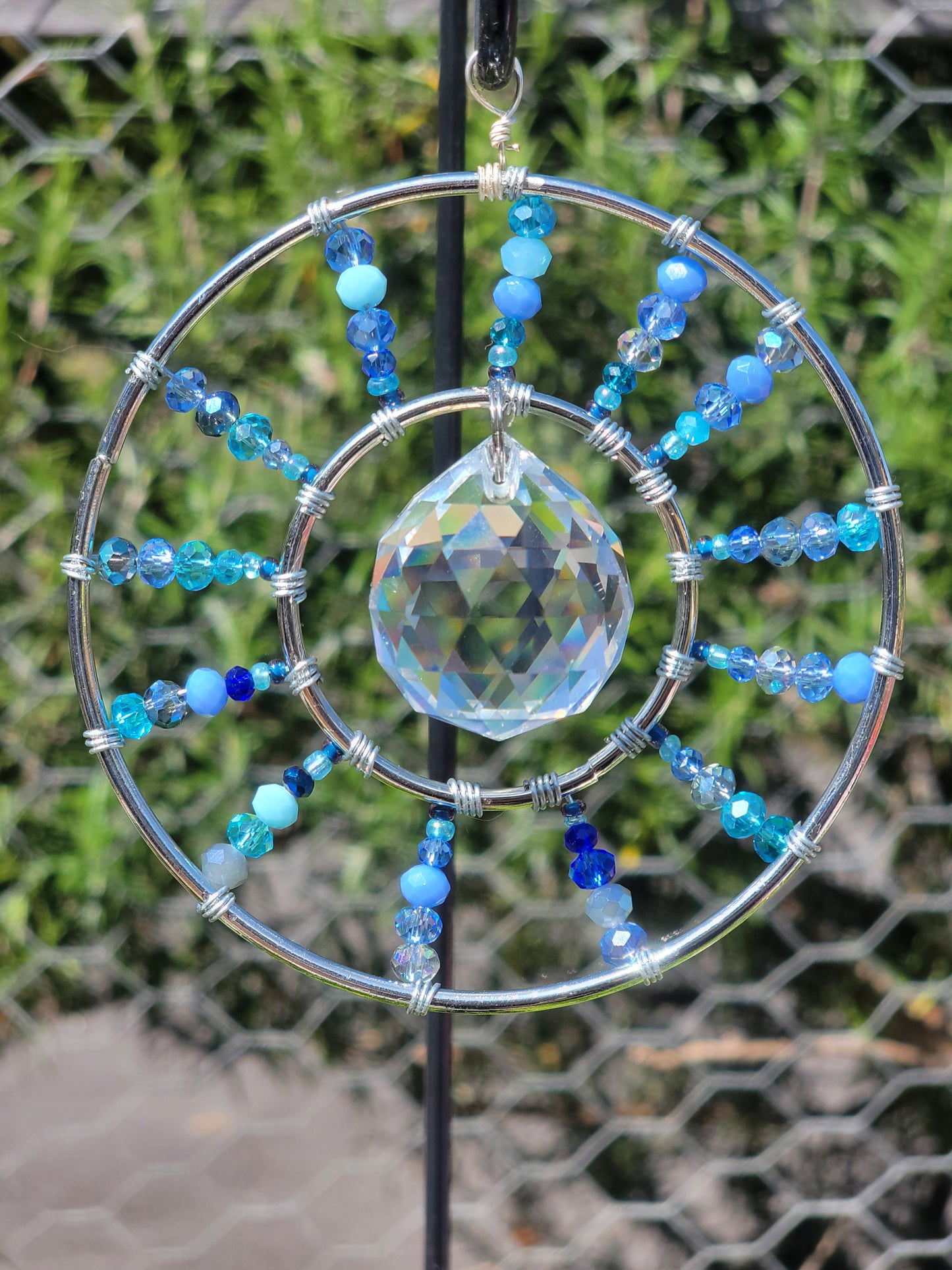 Suncatcher 4in Silver Ring w/ Sphere Crystal