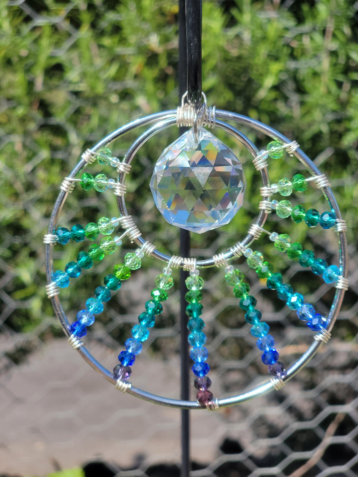 Suncatcher 4in Crescent w/ Sphere Crystal