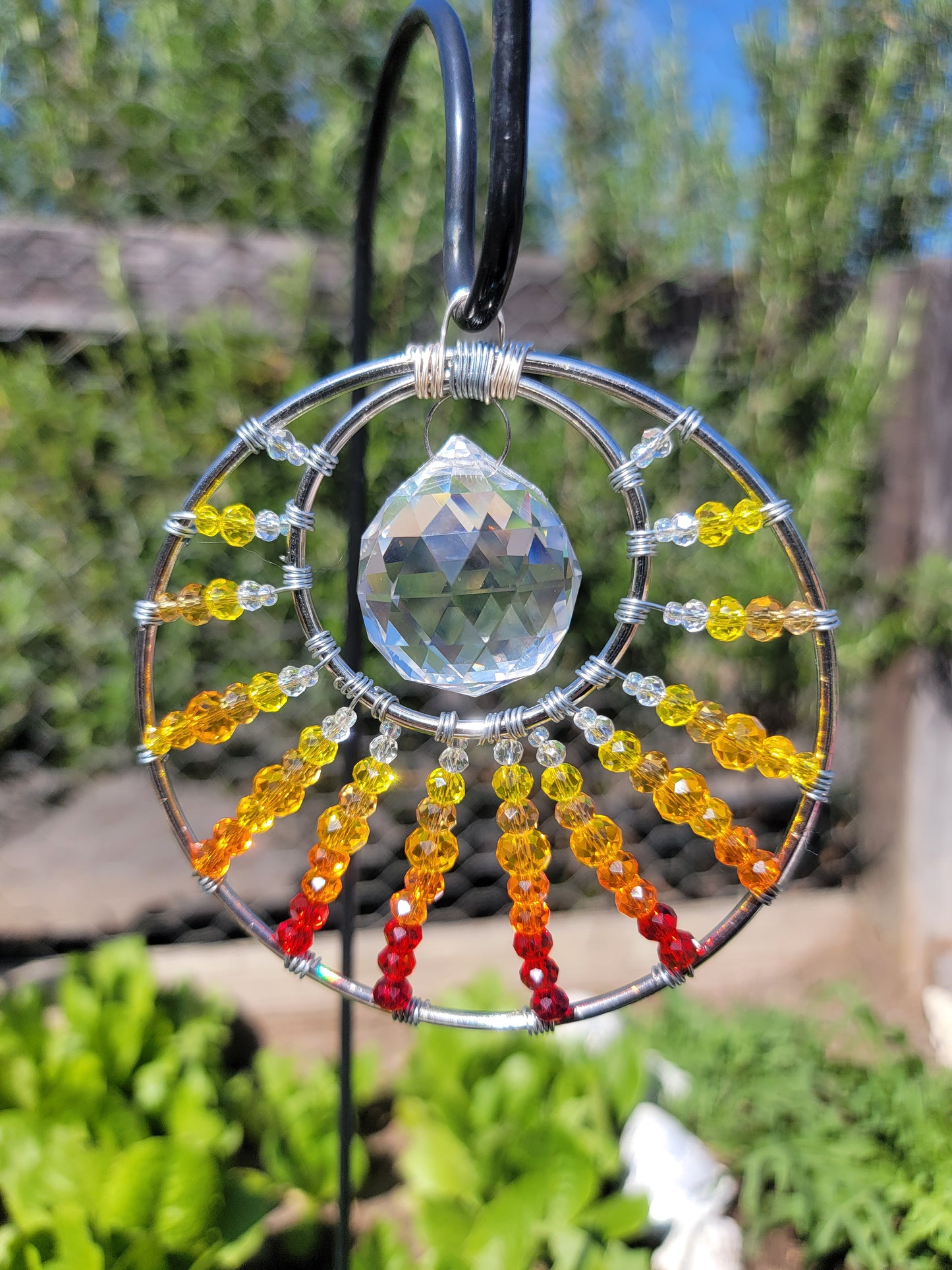 Suncatcher 4in Crescent w/ Sphere Crystal