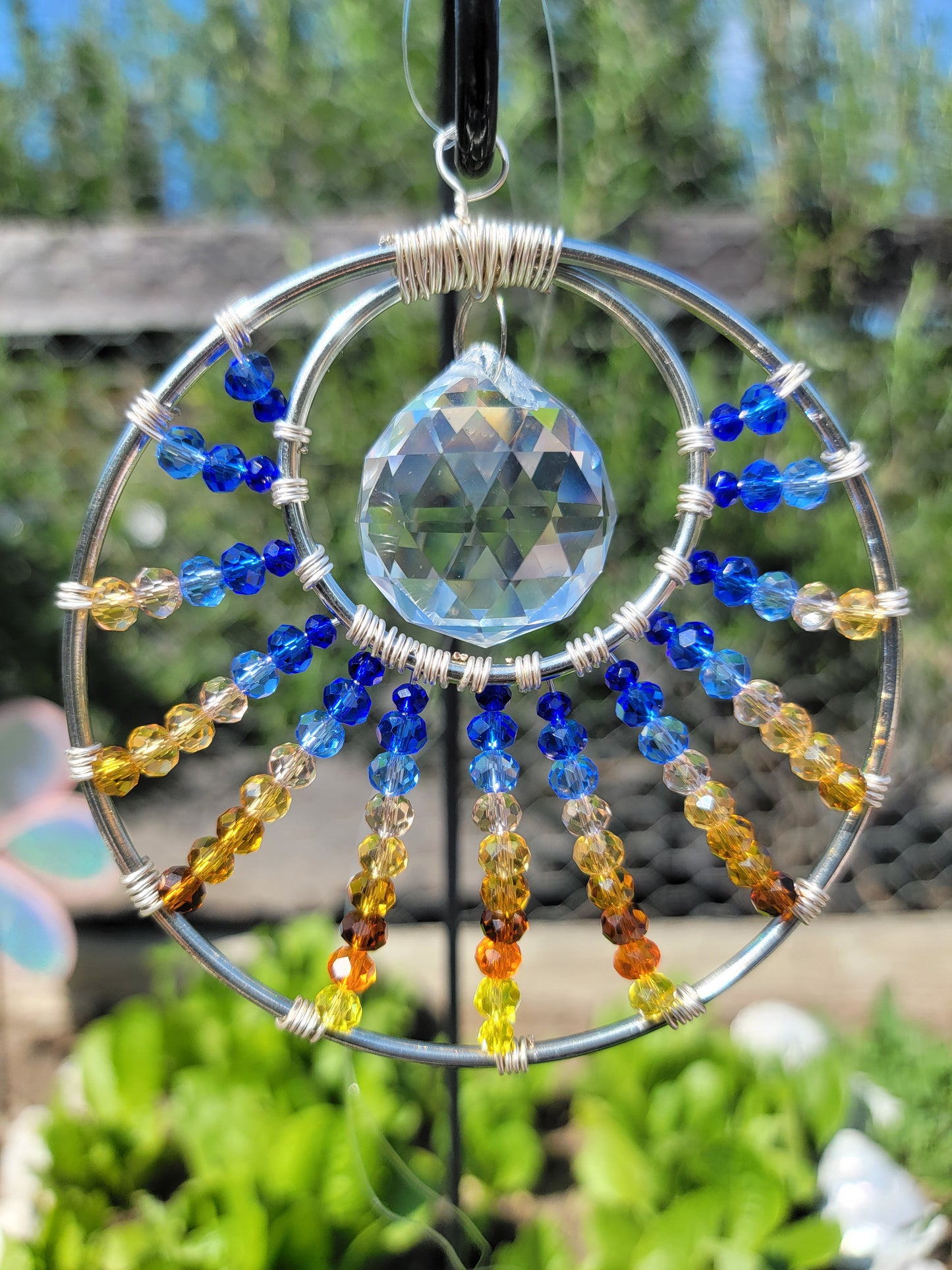 Suncatcher 4in Crescent w/ Sphere Crystal