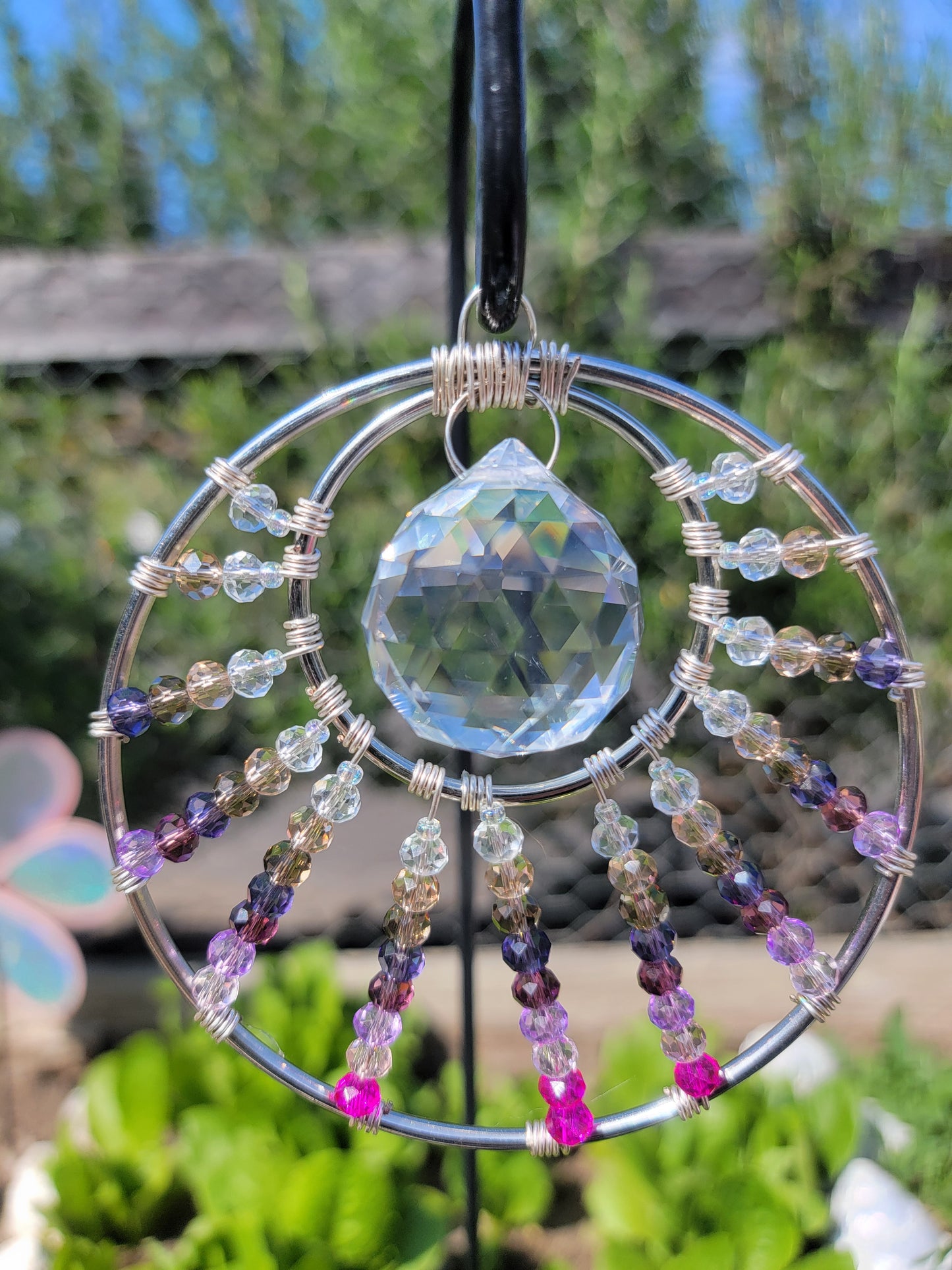 Suncatcher 4in Crescent w/ Sphere Crystal