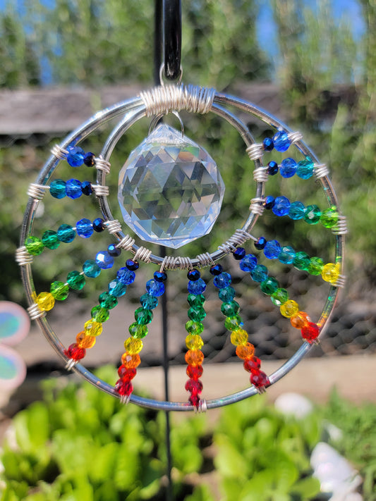 Suncatcher 4in Crescent w/ Sphere Crystal