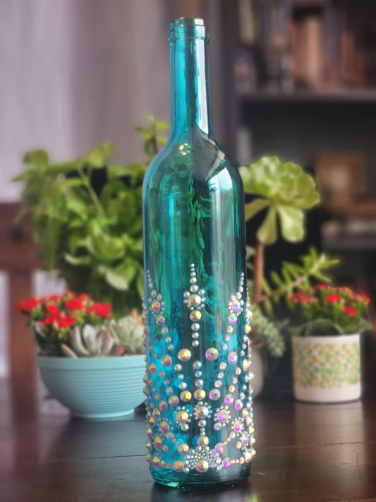 Glass Bottle Sparkle Mandala w/ Lights